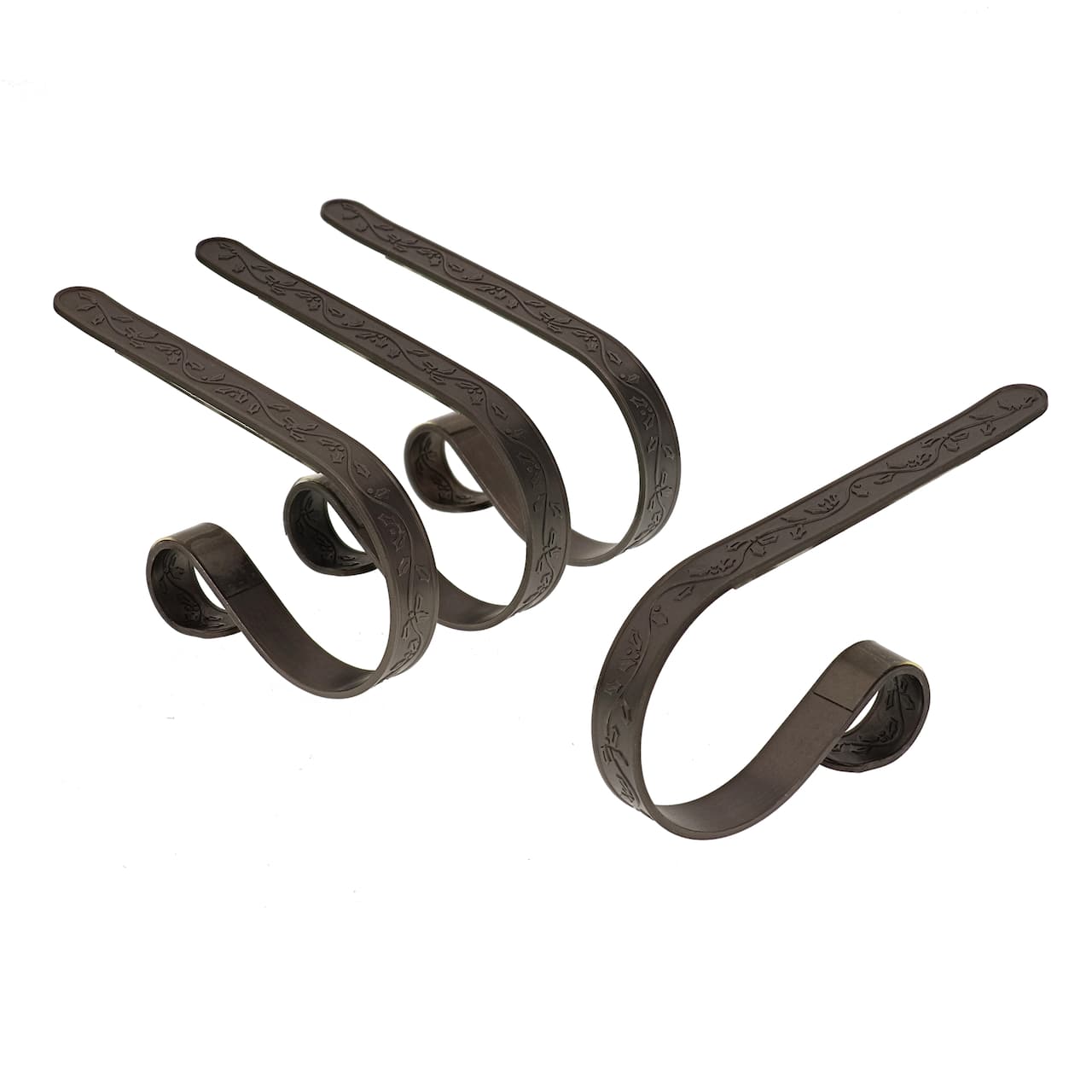 Original MantleClip® Holly Embossed Pewter Stocking Holders, 4ct.